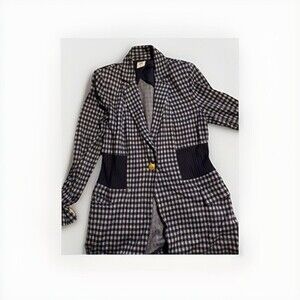 Gabi Check Up Blazer Size S Blue Gold One Button Long Sleeve Women's Blazer